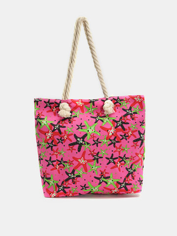 Borsa a tracolla riutilizzabile Starfish Canvas Borsa Travel Shopping Tote Handbag