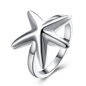 YUEYIN Einfacher Ring Silber überzogener Stern Ring für Frauen