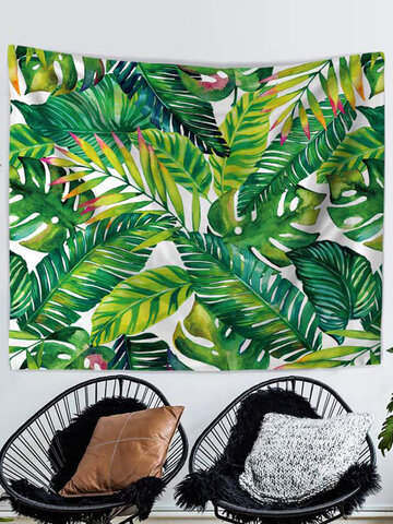 Wandteppich mit grünen Blättern, tropische Pflanze, Wandbehang, Heimdekoration