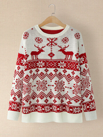 Christmas Snowflake Elk Jacquard Sweater