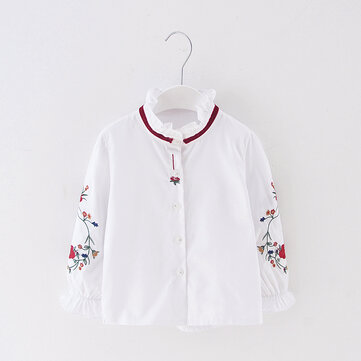 Flower Embroidery Girls Shirt For 4-15Y