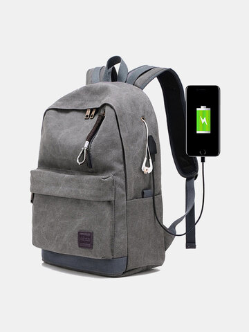 Canvas USB Charging Port Multi-functional Travel Backpack