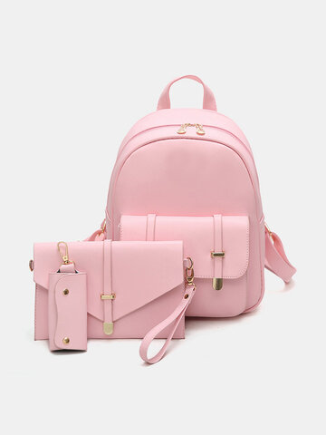 Pack de 3 bolsos de PU con mochila escolar para mujeres