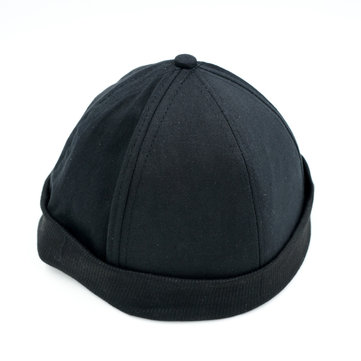 

Men Women Black Skullcap Sailor Cap Worker Sailorcap Rolled Cuff Retro Brimless Hat