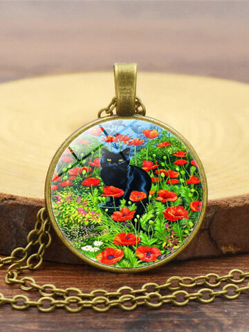 Rose Black Cat Women Necklace