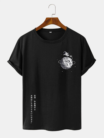 Astronaut Planet Japanese Print T-Shirts