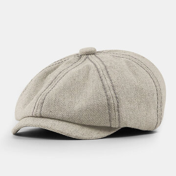 Retro Twill British Style Autumn Winter Keep Warm Flat Caps Newsboy Hat