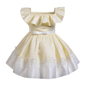 Lace Patch Bowknot Formal Dress For 1-9Y