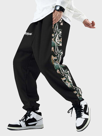 Abstract Wave Side Print Sweatpants