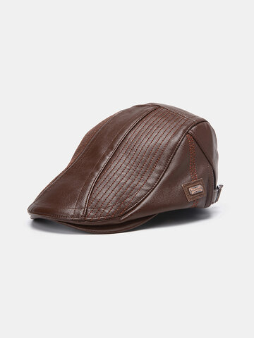 Leather Beret Hat Casual Newsboy Cap Warm Hats Flat Caps