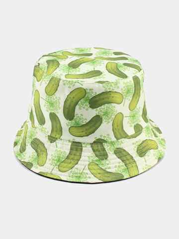 JASSY Men's Cotton Polyester Cucumber Pattern Sunscreen Bucket Hat