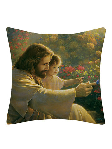 Almohada de pintura al óleo Caso Almohada de Jesús cristiano Caso Funda de cojín
