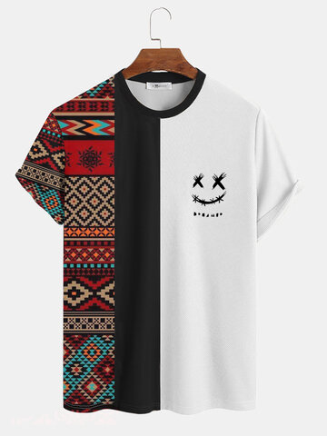 Camisetas étnicas com rosto sorridente em dois tons