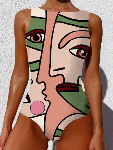 Pink-Personalized Abstract Print One Piece
