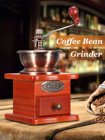 Vintage Wooden Mill Manual Coffee Bean Grinder