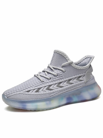 Men Breathable Knitted Fabric Jelly Soled Shoes