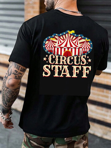 Camisetas com estampa traseira da equipe de circo