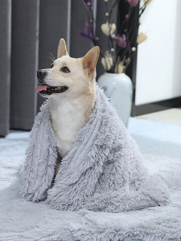 1 PC Long Plush Pet Bed Winter Warm  Plush Soft Dog Cat Sleeping Cushion Mat Blanket