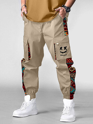 Pantalon cargo à patchwork géométrique Smile