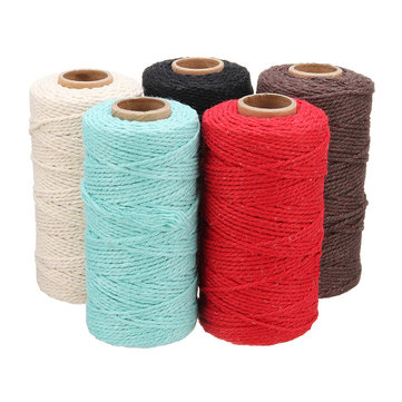 

100% Craft Twine Rustic String Natural Cotton Rope, Coffee red light blue off white black