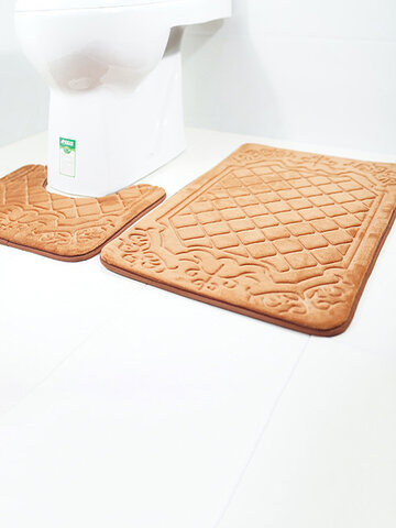 3D Printed Toilet Floor Mats Patterned French Fleece Bathroom Toilet Two-piece Set