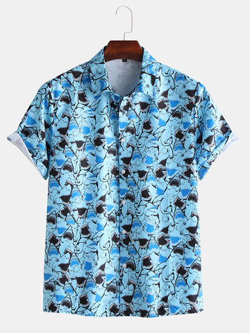 Shark Print Hawaiian Vacation Shirt