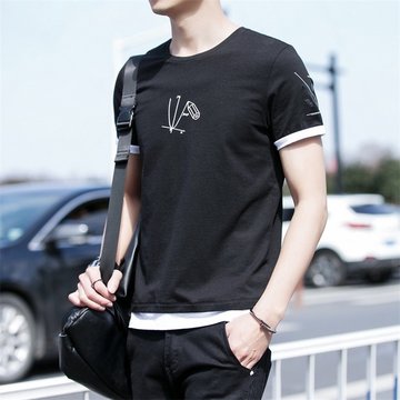 

Men's Short-sleeved T-shirt Slim Trend Round Neck Bottoming Shirt Compassionate New Season Half Sleeves Clothes