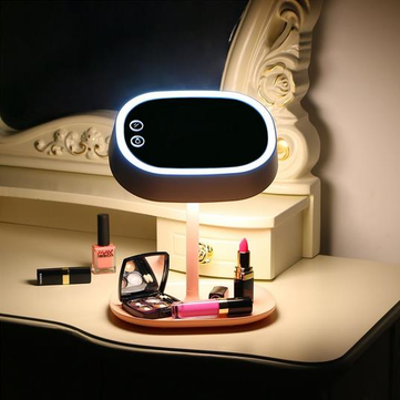 USB Rechargeable Cosmetic Mirror With LED Lamp Table Lamp Light Bedroom Makeup Mirrors 