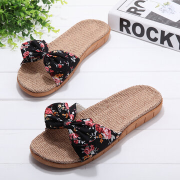  Floral Pattern Bow Knot Slippers