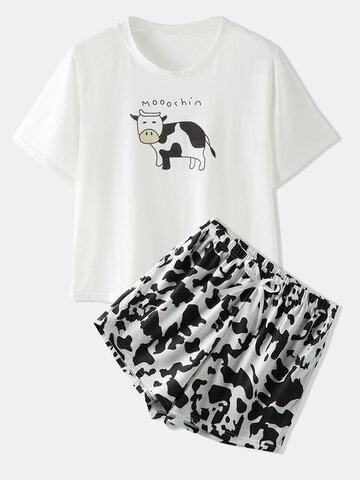 Cow Print Pajamas Short Set