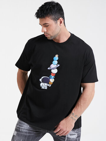 Plus Size Ice Cream Astronaut Print T-Shirt