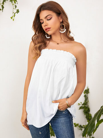 Strapless Pleated Tube Tank Top