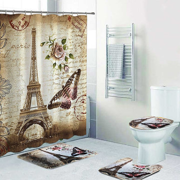 Paris talon haut tour eiffel tissu imperméable rideau de douche ensemble salle de bain Crochets