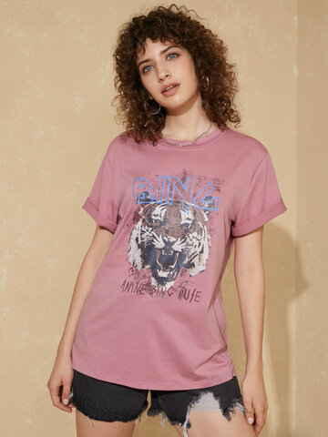 Tiger Graphic Casual T-shirt
