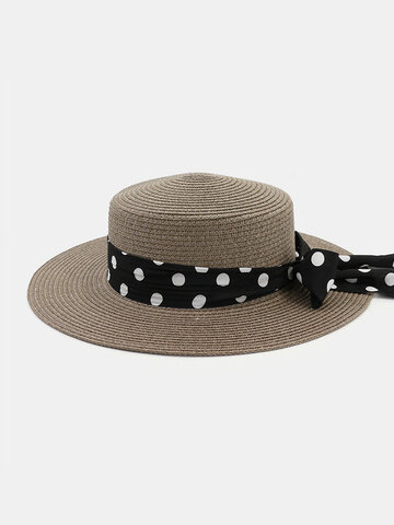 Women Flat Hat Outdoor Travel Jazz Straw Hat Sun Protection Sun Hat Beach Hat