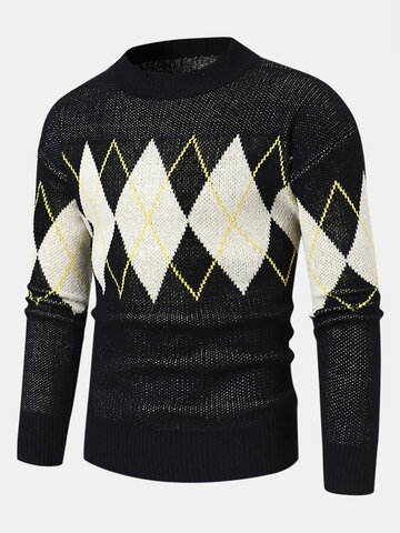 Argyle Pattern Preppy Knitted Sweaters