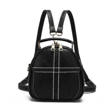 Women Vintage Faux Leather Handbags Multi-function Backpack