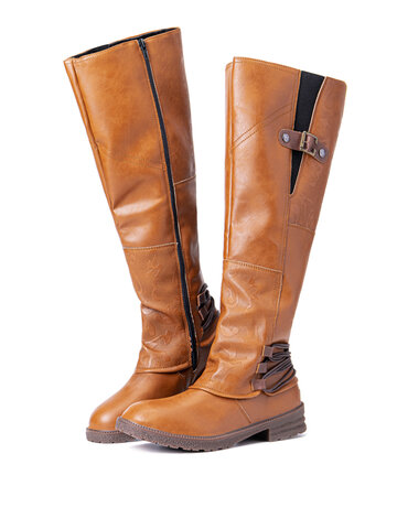 Metal Buckle Decor Riding Boots
