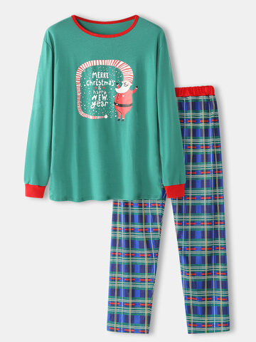 Men Merry Christmas Printed Long Sleeve Pajamas Sets