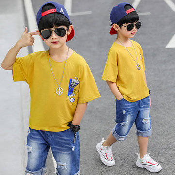 

Children's Clothing Boys' T-shirt New Children's Foreign Big Children's Short-sleeved Season T-shirt Handsome Tide Clothes