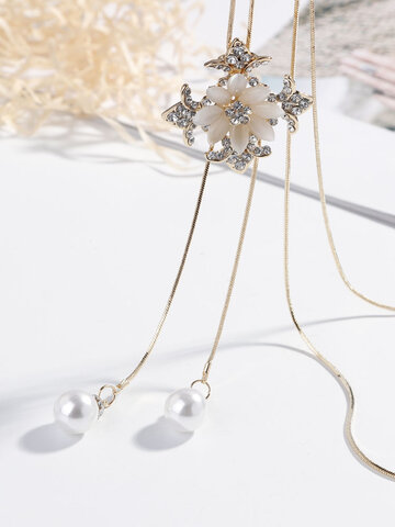 Luxury Opal Flower Long Necklaces