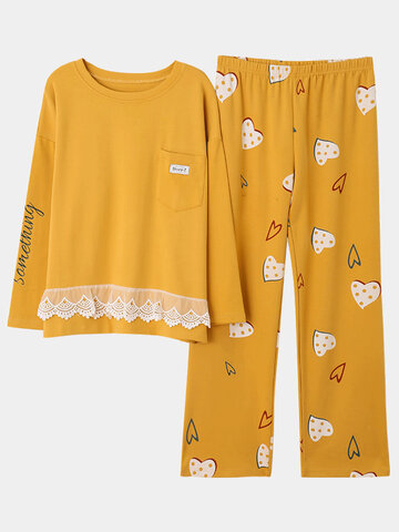 Cotton Lace Patchwork Pajamas Sets