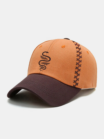 Men Snake Leaves Embroidery Stitches Baseball Cap