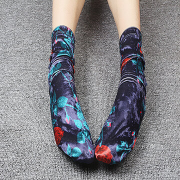 Women Retro Shiny Velvet Tube Socks