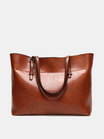JOSEKO Women's PU Leather Vintage Casual Tote Bag