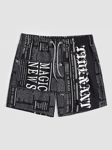 Newspaper Style Smooth Board Shorts