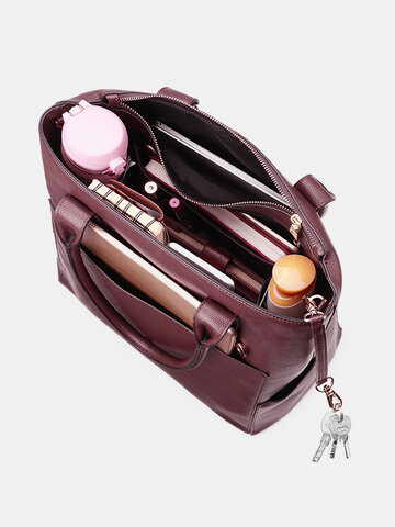 QUEENIE Women Casual Handbag 14 inch Laptop Shopping Solid Shoulder Bag