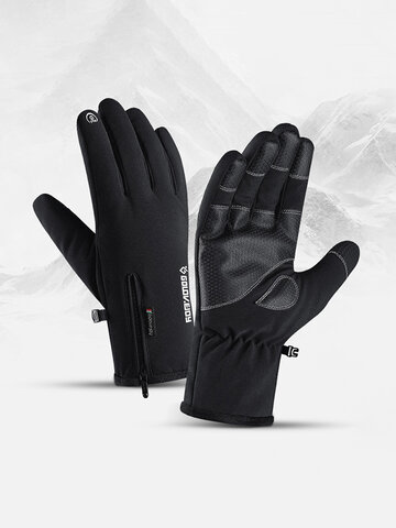 Waterproof Gloves Zipper Touch Screen Riding Warm Sports Hiking Skiing Thickening