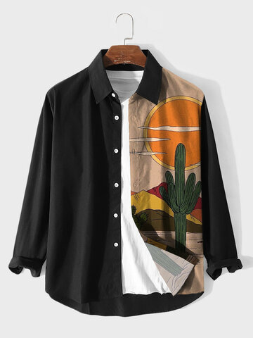 Kaktus-Landschafts-Patchwork-Shirts