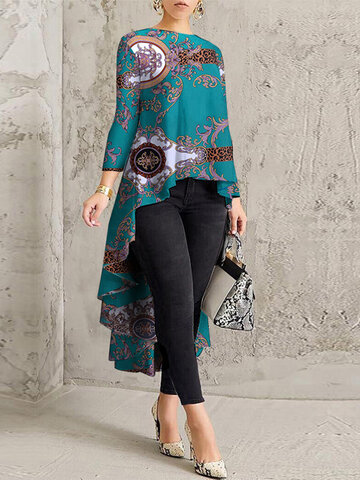 Tribal-Muster-High-Low-Bluse